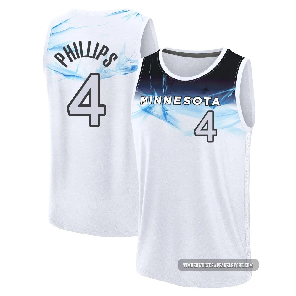 Julian Phillips ＃4 Minnesota Timberwolves 2024/25 Youth White Fast Break City Edition Jersey
