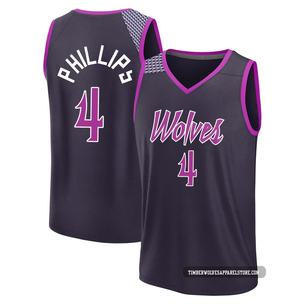 Julian Phillips ＃4 Minnesota Timberwolves 2025/26 Youth Fast Break Purple City Edition Jersey