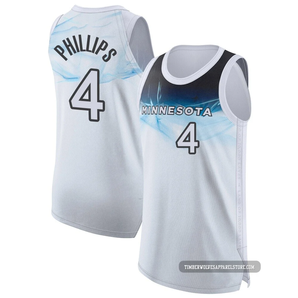 Julian Phillips ＃4 Minnesota Timberwolves Authentic 2024/25 Men's White City Edition Jersey