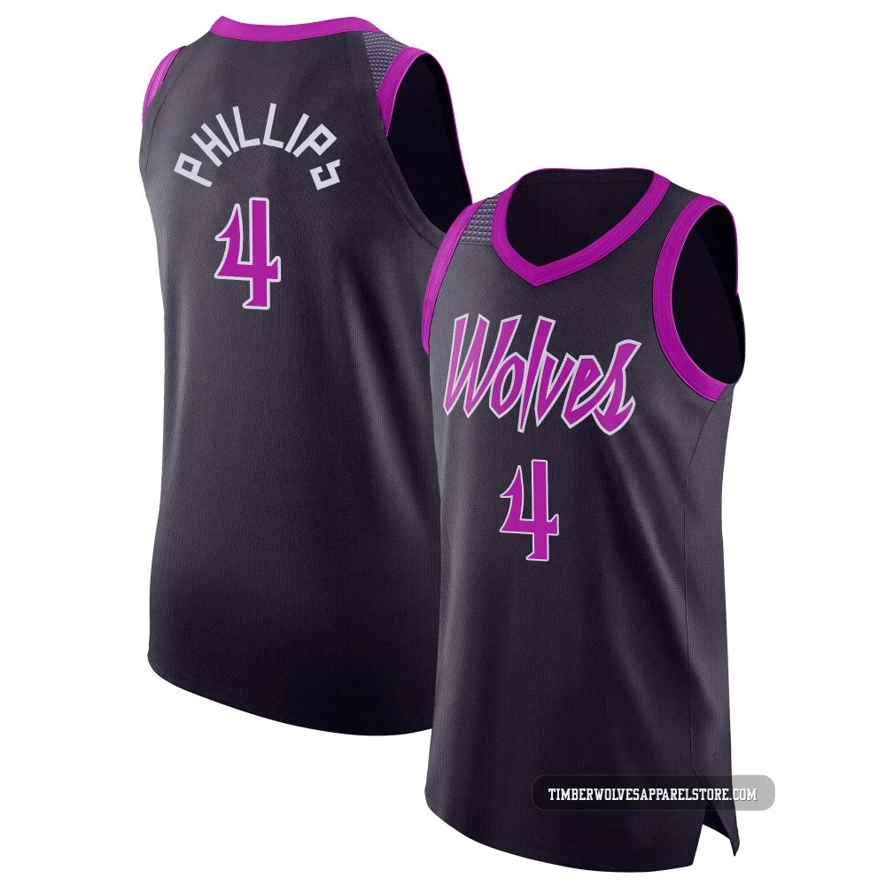 Julian Phillips ＃4 Minnesota Timberwolves Authentic 2025/26 Youth Purple City Edition Jersey