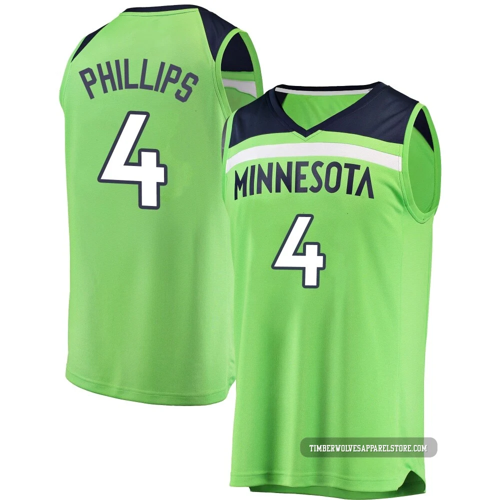 Julian Phillips ＃4 Minnesota Timberwolves Green Youth Fast Break Jersey - Statement Edition