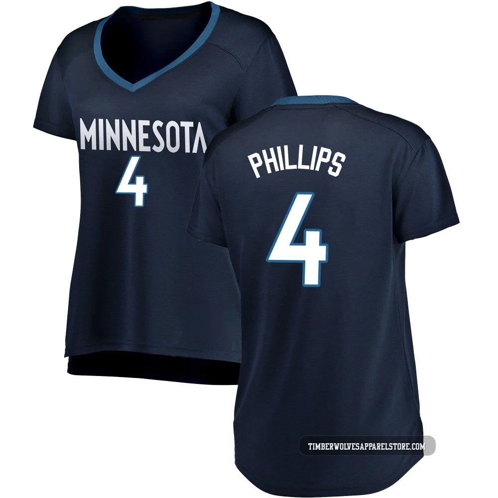 Julian Phillips ＃4 Minnesota Timberwolves Navy Women's Fast Break Jersey - Icon Edition