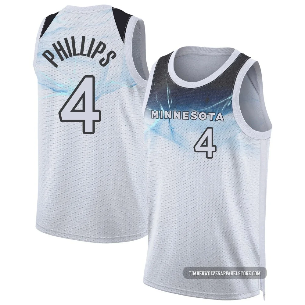 Julian Phillips ＃4 Minnesota Timberwolves Swingman 2024/25 Men's White City Edition Jersey
