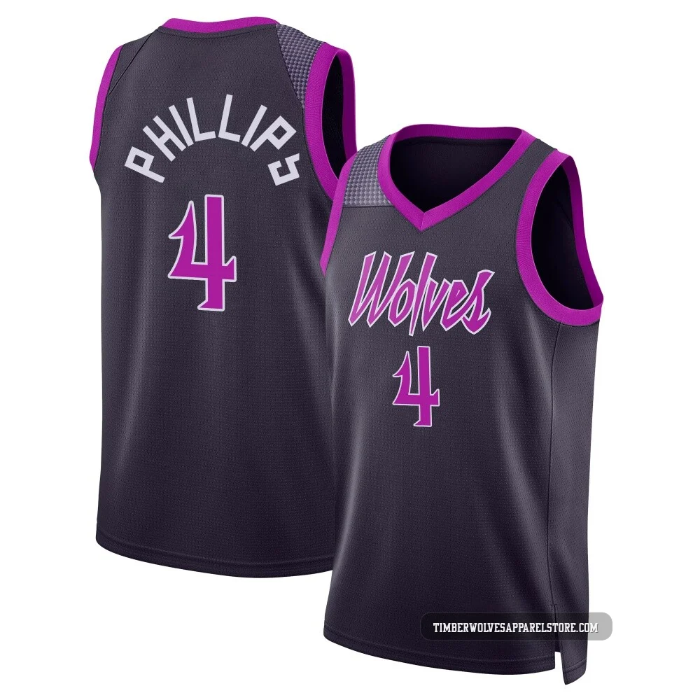 Julian Phillips ＃4 Minnesota Timberwolves Swingman 2025/26 Men's Purple City Edition Jersey