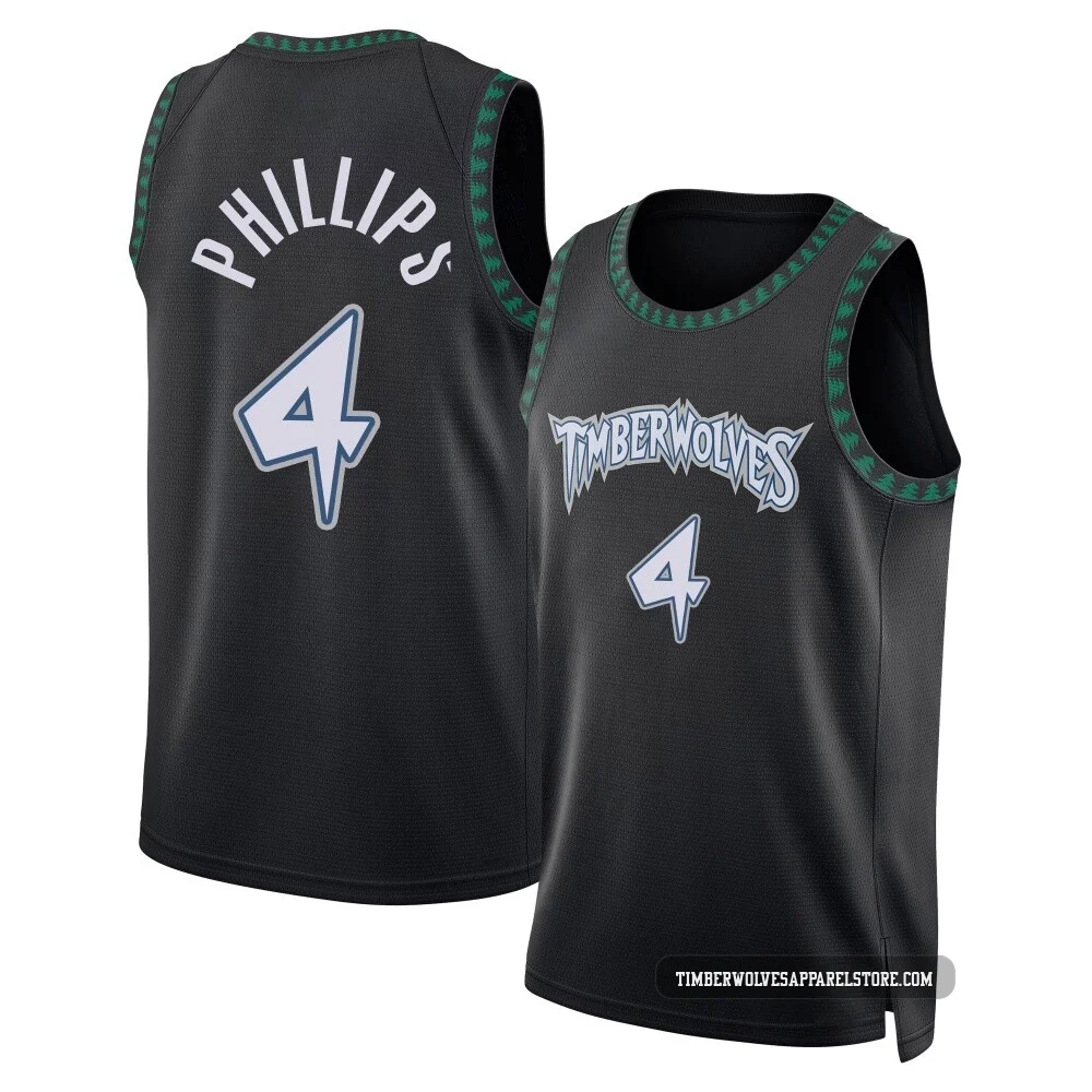 Julian Phillips ＃4 Minnesota Timberwolves Swingman Black Men's Classic Edition Jersey