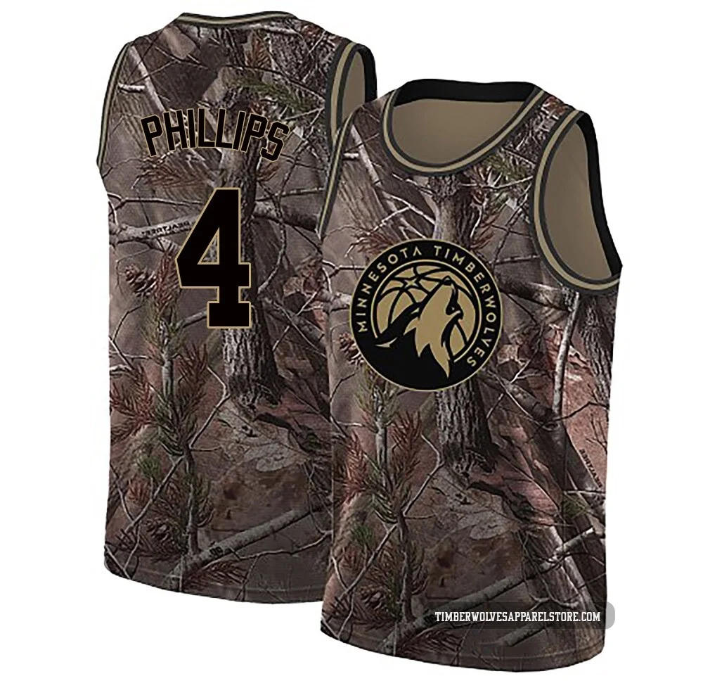Julian Phillips ＃4 Minnesota Timberwolves Swingman Camo Youth Realtree Collection Jersey
