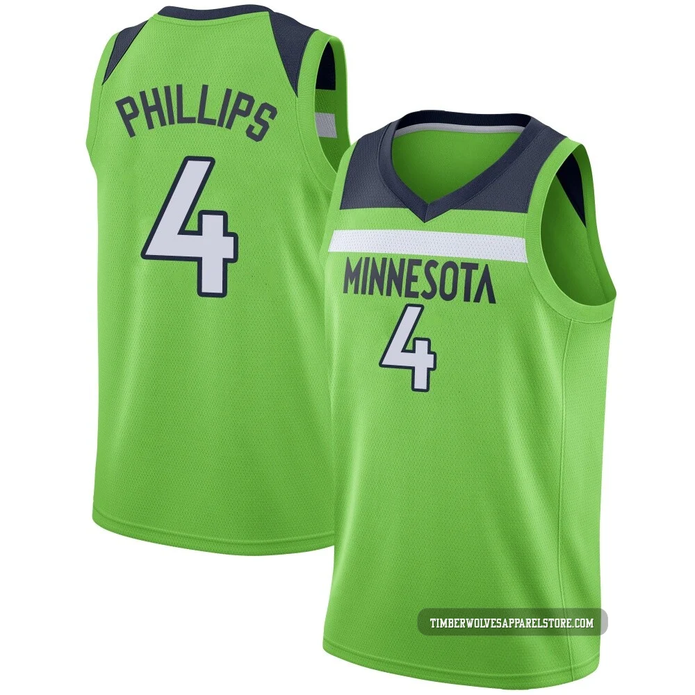 Julian Phillips ＃4 Minnesota Timberwolves Swingman Green Men's Jersey - Statement Edition