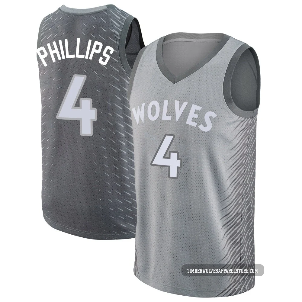 Julian Phillips ＃4 Minnesota Timberwolves Swingman Men's Silver Jersey - City Edition