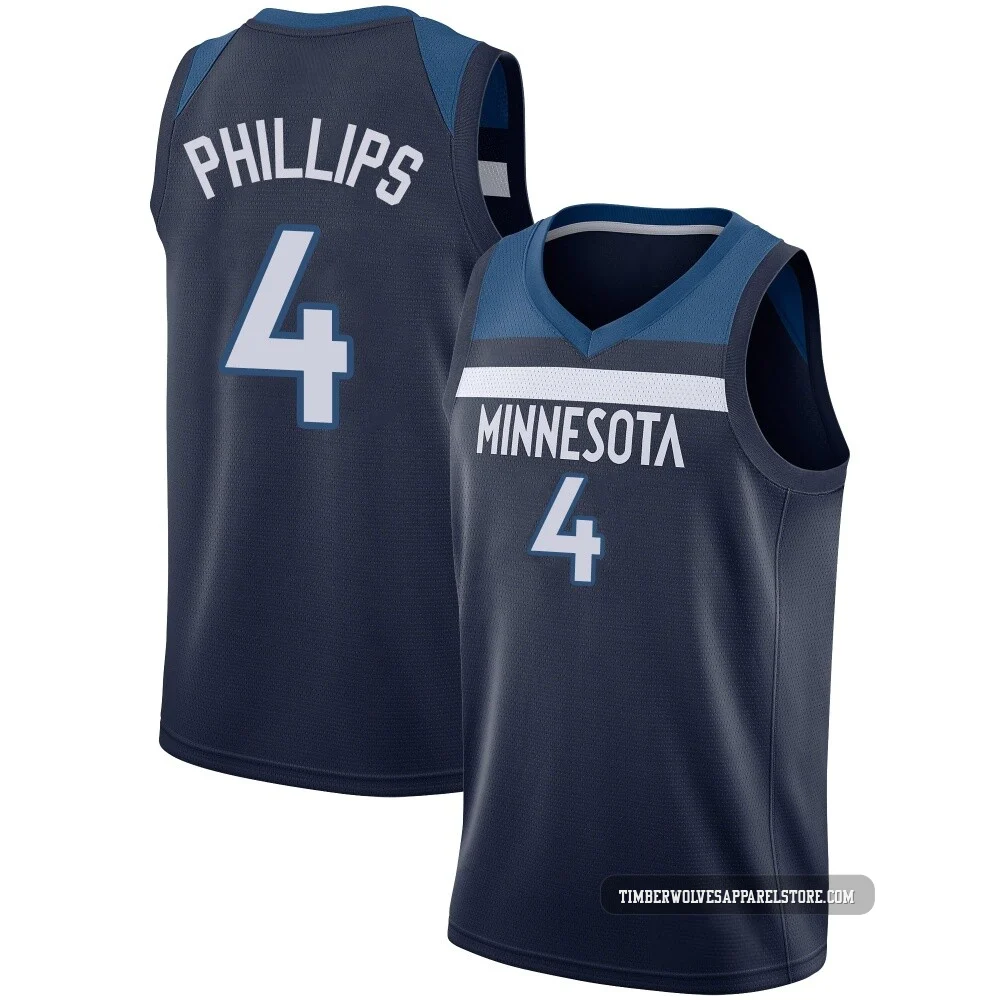 Julian Phillips ＃4 Minnesota Timberwolves Swingman Navy Men's Jersey - Icon Edition