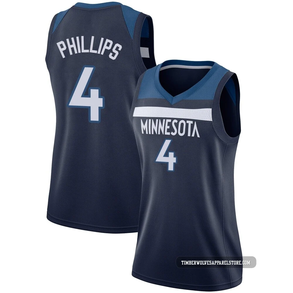 Julian Phillips ＃4 Minnesota Timberwolves Swingman Navy Women's Jersey - Icon Edition