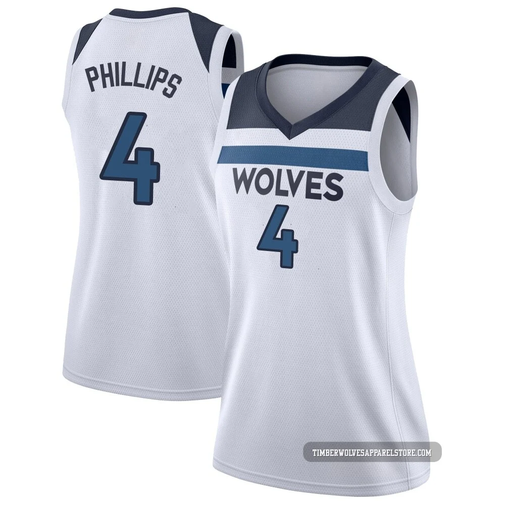 Julian Phillips ＃4 Minnesota Timberwolves Swingman White Women's Jersey - Association Edition