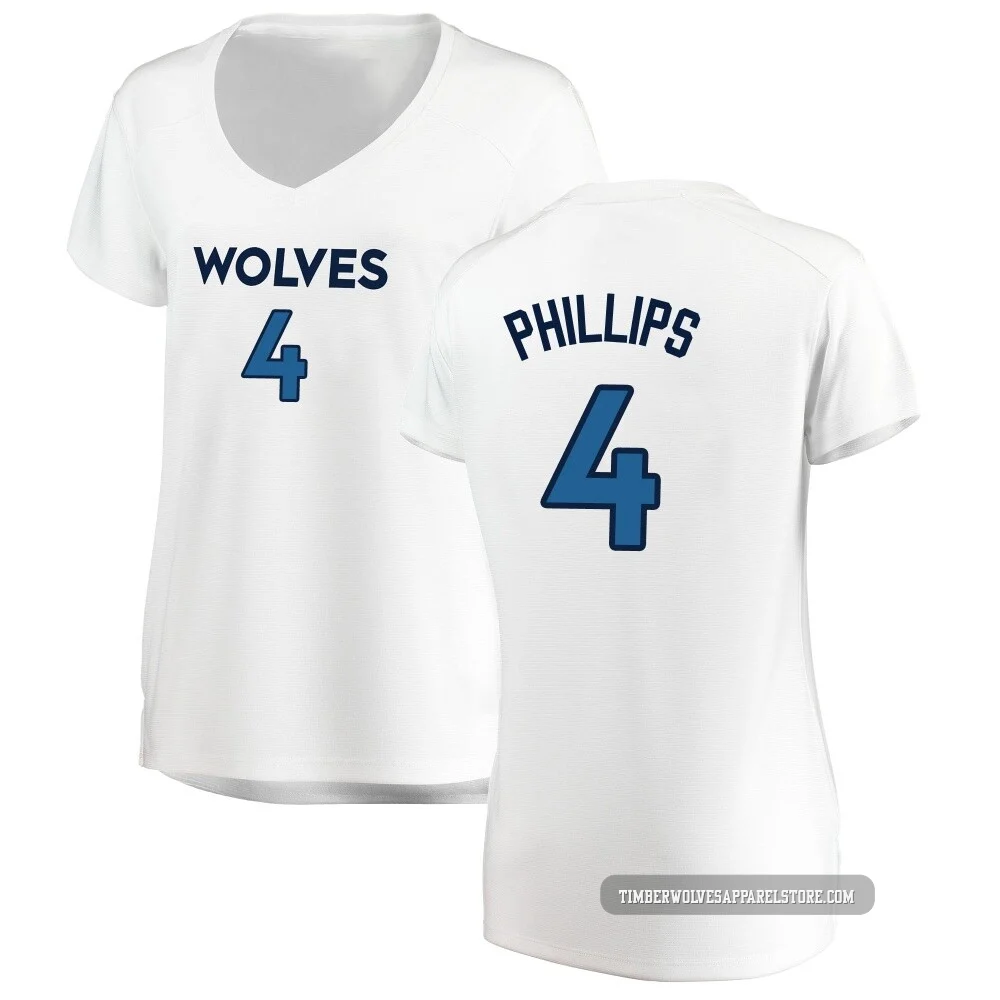 Julian Phillips ＃4 Minnesota Timberwolves White Women's Fast Break Jersey - Association Edition