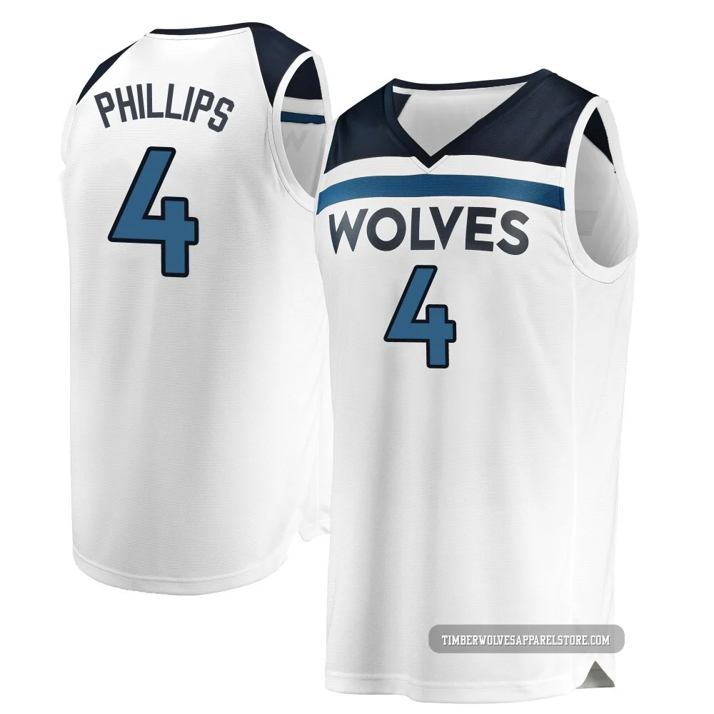 Julian Phillips ＃4 Minnesota Timberwolves White Youth Fast Break Jersey - Association Edition