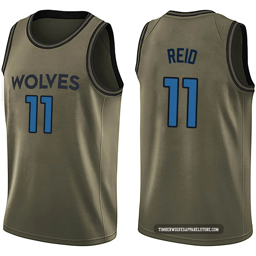 Naz Reid ＃11 Minnesota Timberwolves Swingman Green Youth Salute to Service Jersey