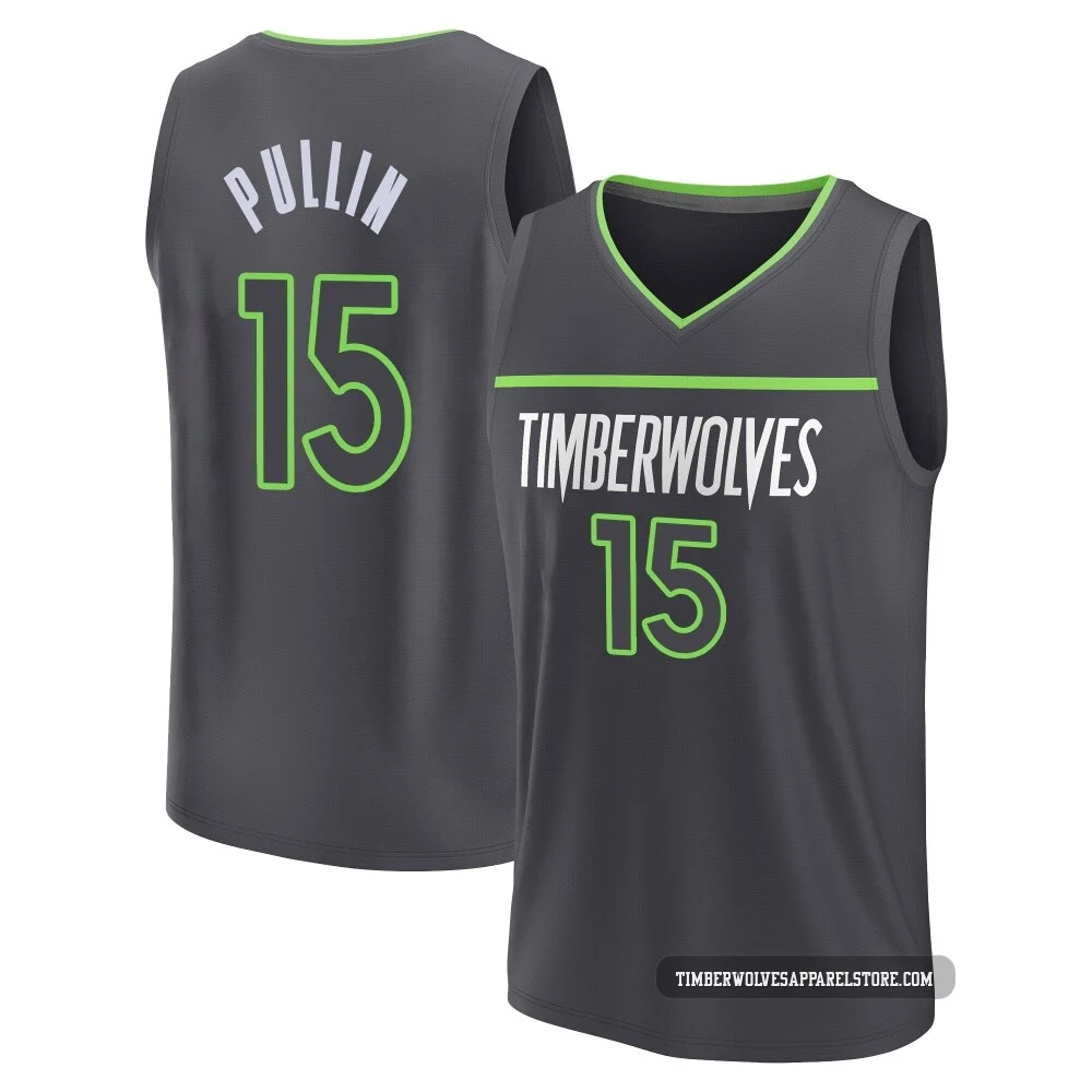 Zyon Pullin ＃15 Minnesota Timberwolves Charcoal Men's Fast Break Statement Edition Jersey