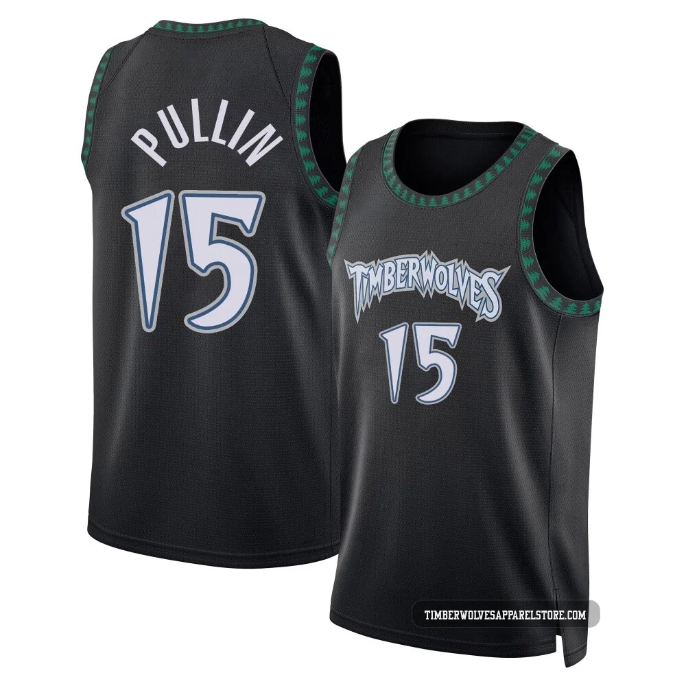Zyon Pullin ＃15 Minnesota Timberwolves Swingman Black Men's Classic Edition Jersey