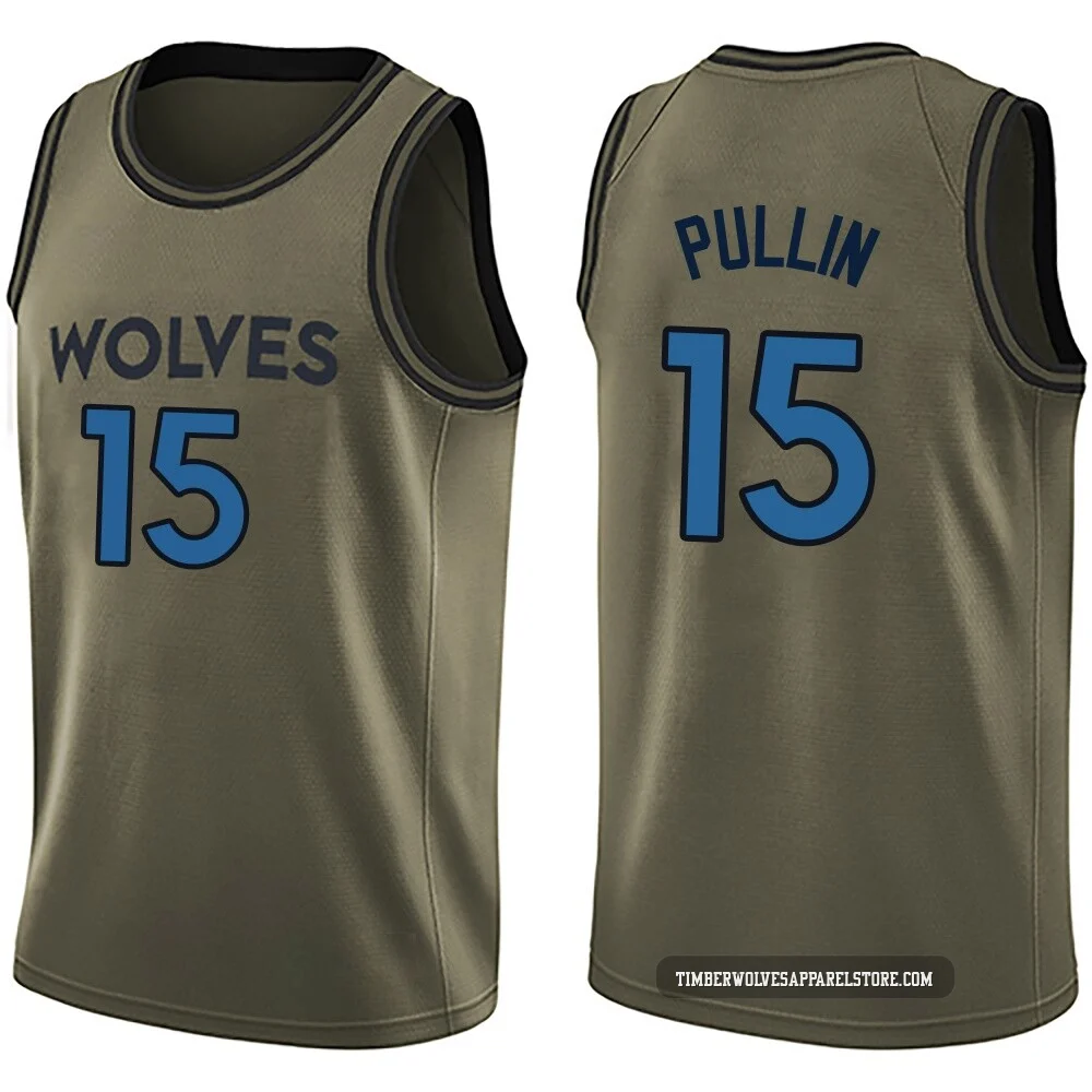 Zyon Pullin ＃15 Minnesota Timberwolves Swingman Green Youth Salute to Service Jersey